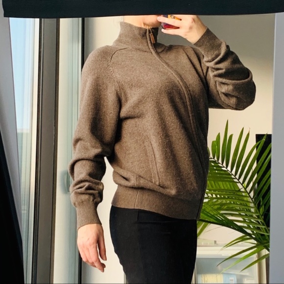 Bexley Sweater Geelong Australia Lamb Wool Brown Gray Full Zip Front - Picture 3 of 9